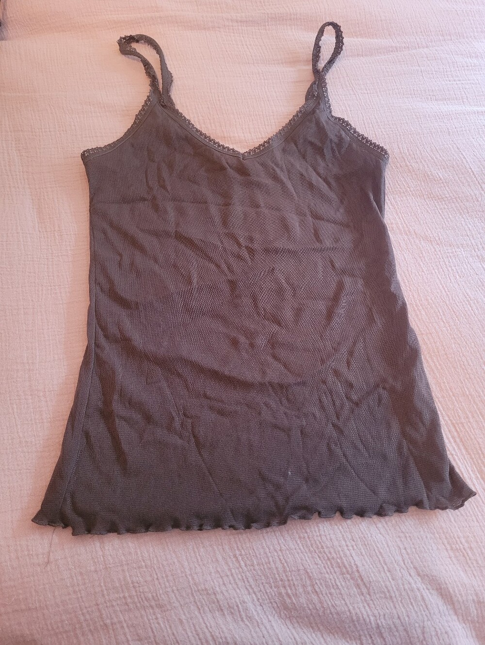 Women's Brown Lace-Trim Camisole Tank Top